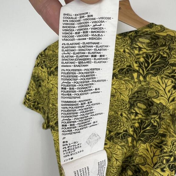 Desigual Women's Small Duna Yellow Floral Print Midi Short Sleeve Dress Cut Out - Picture 7 of 13